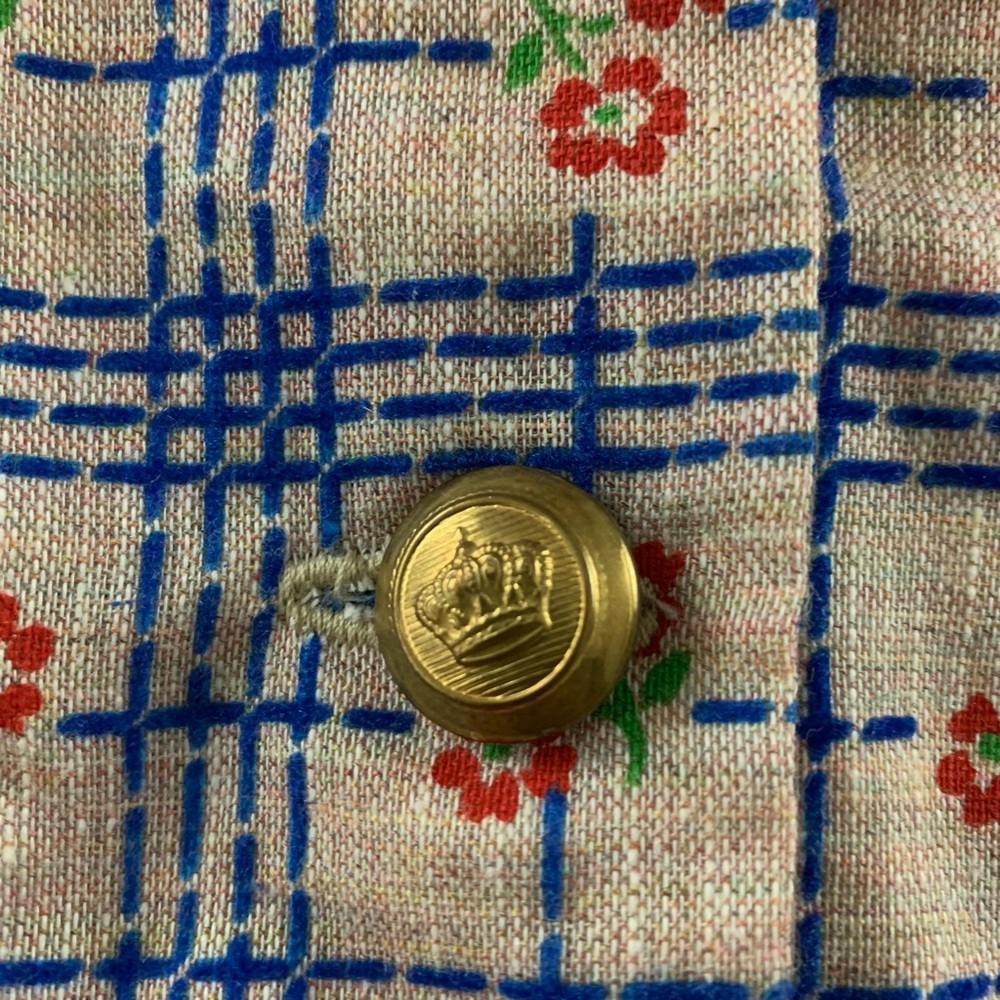 Vintage 1970s Daisy Floral Plaid 3 Button Statement Blazer Oversized Han… - Picture 8 of 15